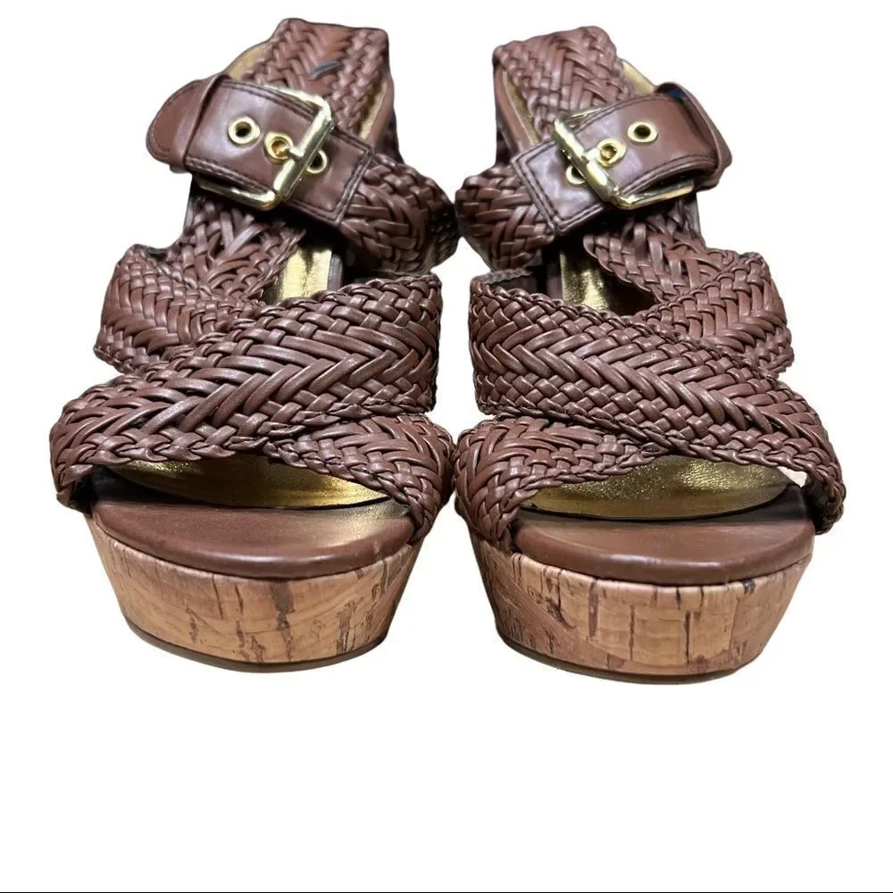 NEW Charlotte Russe SHASHA Brown Vegan Leather High Heel Sandal Pumps 6